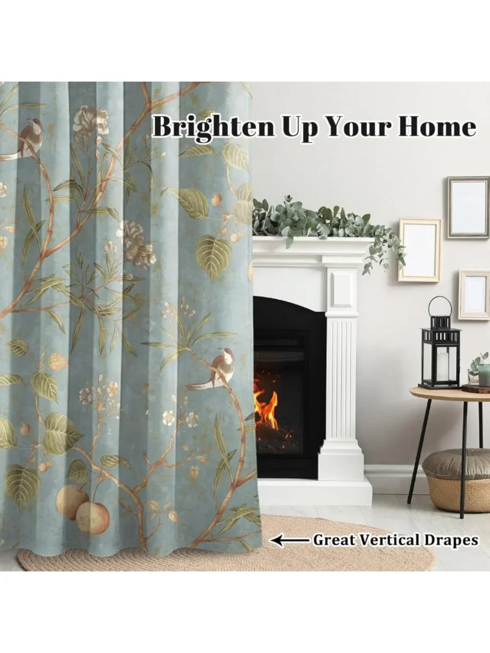 Vintage Floral Blackout Curtains 42x84 Inch, Grommet Drapes for Bedroom & Living